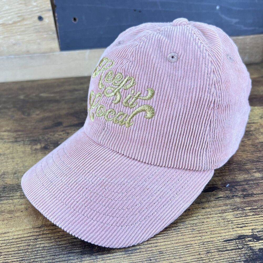 Keep It Local Salmon Pink Corduroy Newhattan Adjustable Hat Baseball Cap